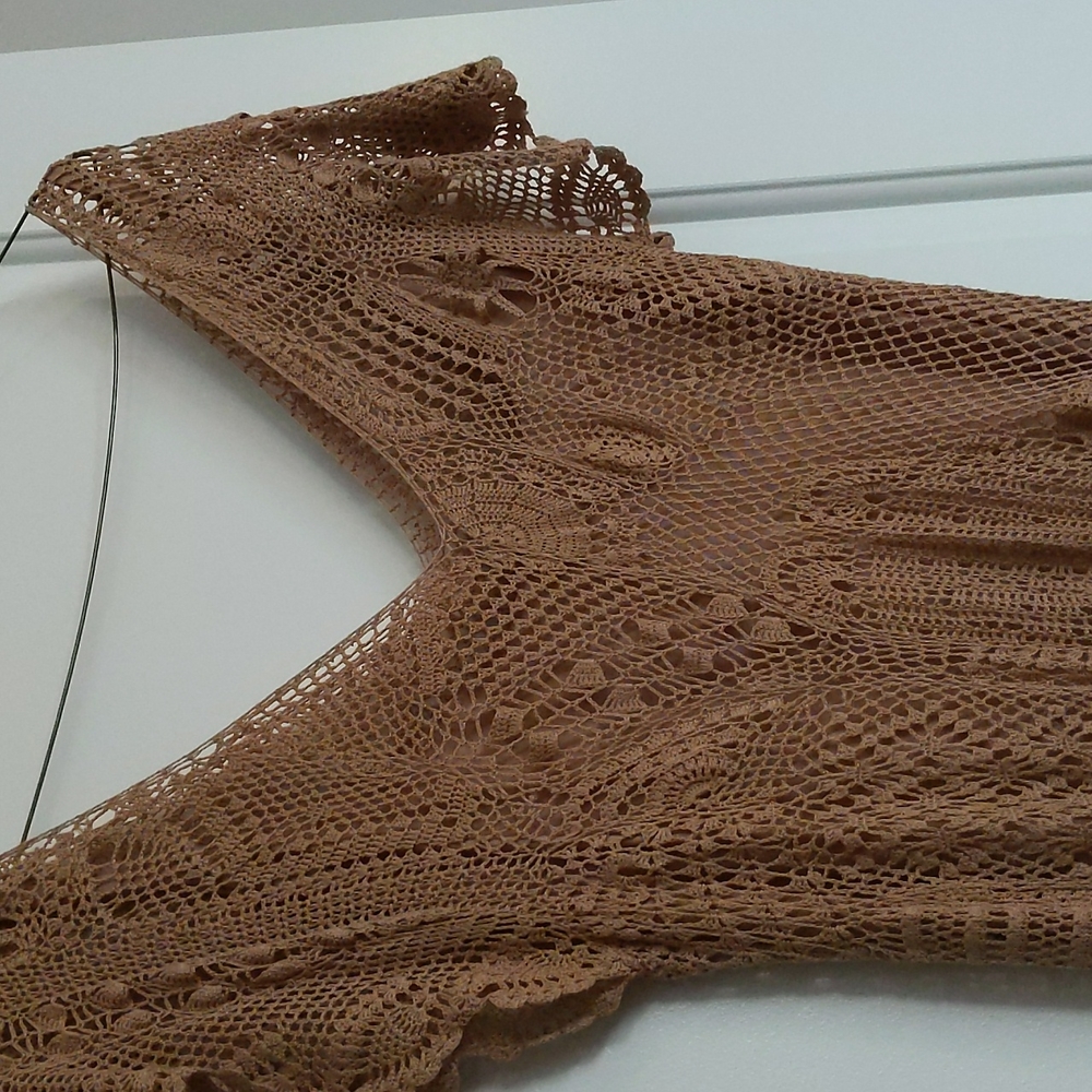 Mauve-beige silk lace dress